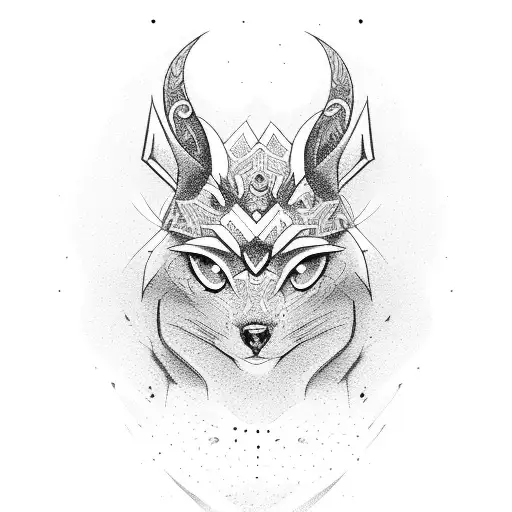 A Dotwork Design Featuring A Fusion Of An Animal And A Popular Gaming Symbol