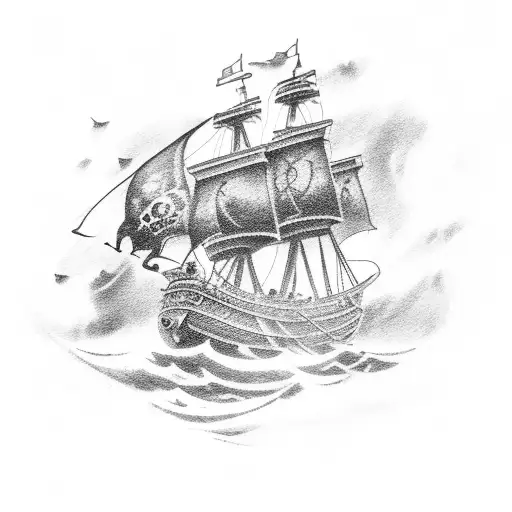 Pirate Ship In Stormy Weather