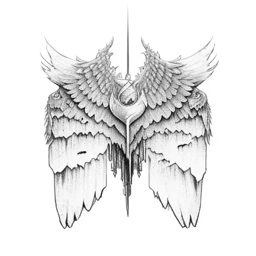 Wings With City On One Wing And Moutains On The Other