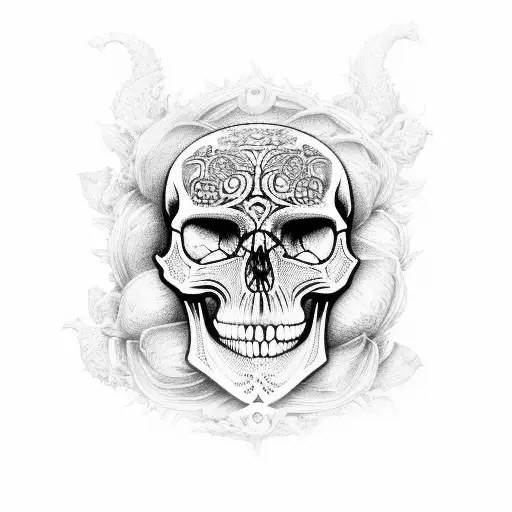 An Intricate And Detailed Skull Made Entirely Of Fine Lines