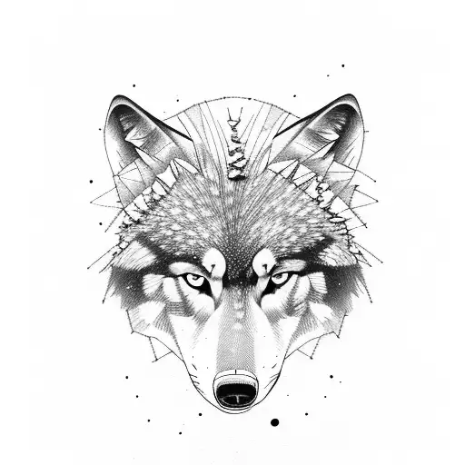 Alaska Mountains Scene With Wolf