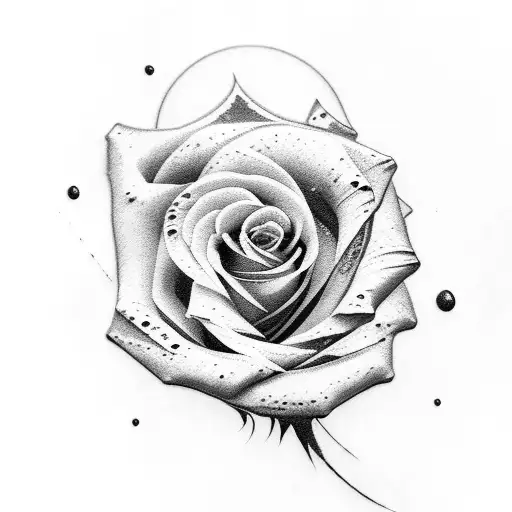 Black Ink Rose With Barbwire