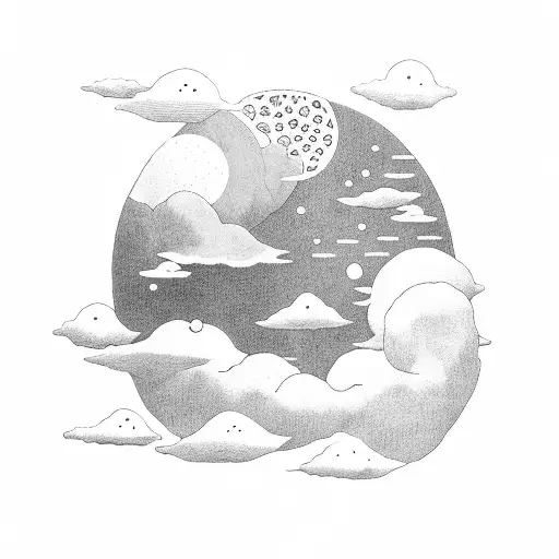 Japanese Cloud And Moon At The Sea