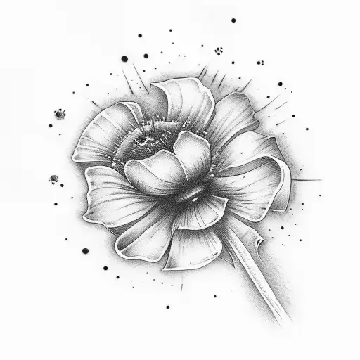 Bunch Of Poppys With Fire Works Behind