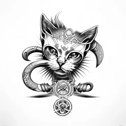 Gemini Zodiac Sign In The Form Of Grunge Cats