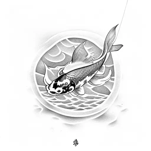 Koi Fish In A Pond With A Cross Attached
