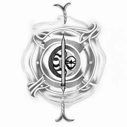 A Unique Dotwork Tattoo Featuring The Pittsburgh Steelers Logo Intertwined With A Fishing Hook