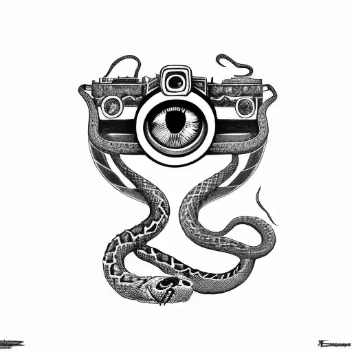 Camera Wrapped With Illuminati Eyes Along With A Snake Belt