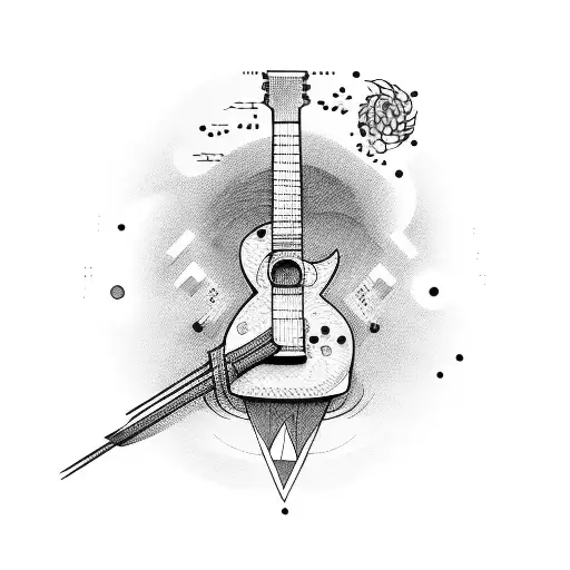 Guitar With A Musical Staff Around It