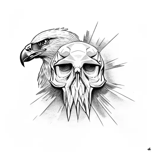 An Eagle Clutching A Human Skull