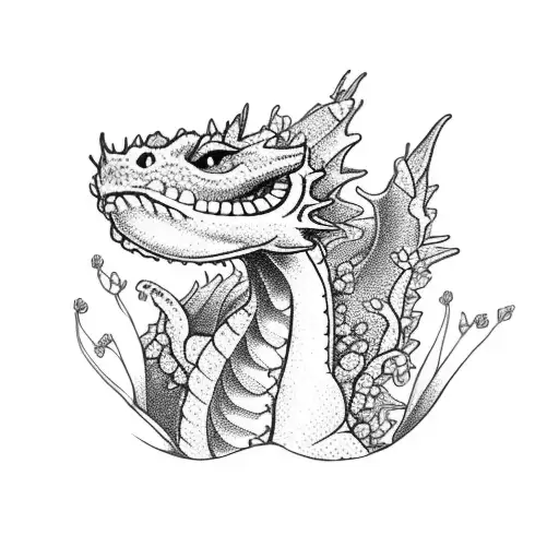 Flowers And Small Dragon