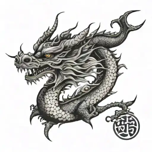 Dragon Japanese Character With Sakura