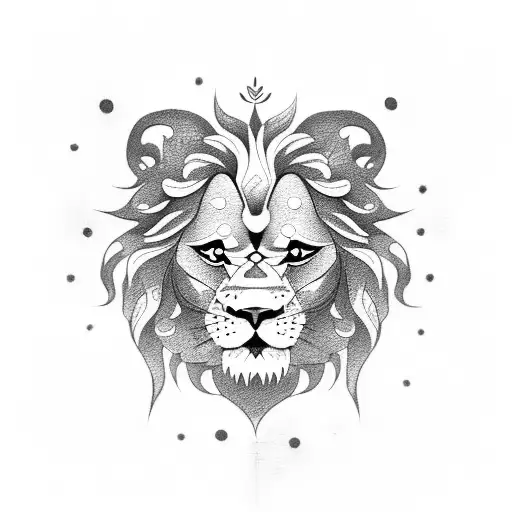 Cute Japanese Lion With Asian Clouds