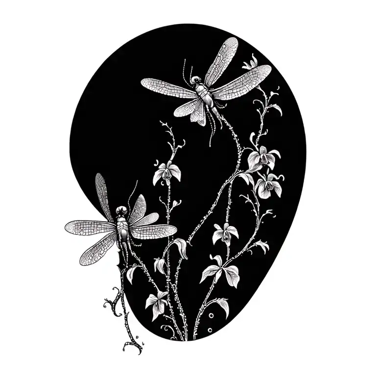 Dragonflies Orchids And Vines