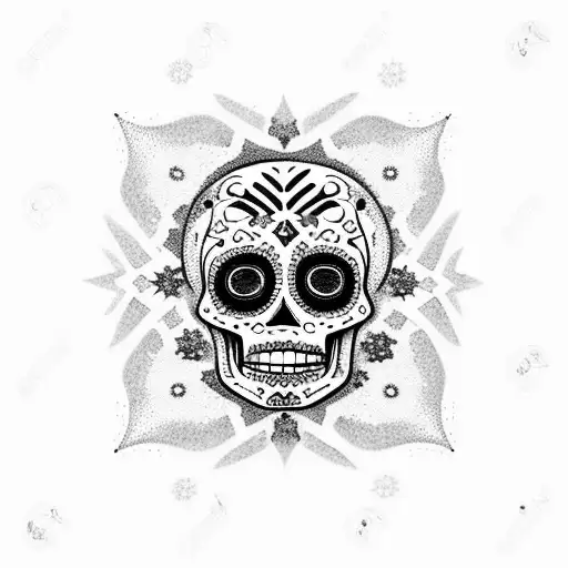 Sugar Skull With Star And Snowflake