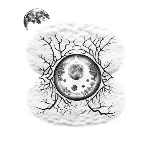 Tree Of Life Back Tattoo With Moon Phases