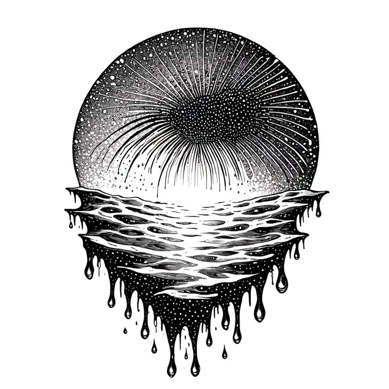 The Sun Flowing Into Water That Drops Off Into Rain Drops