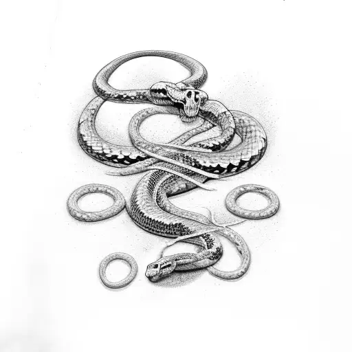 A Skeletal Snake Coiling Around A Celestial Guitar