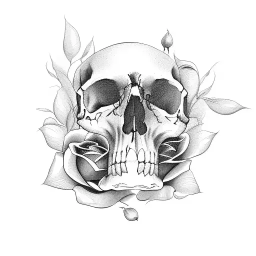 Word D Along With A Skull And A Rose