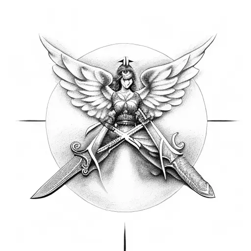 Angel Putting Sword Through Devil Skull