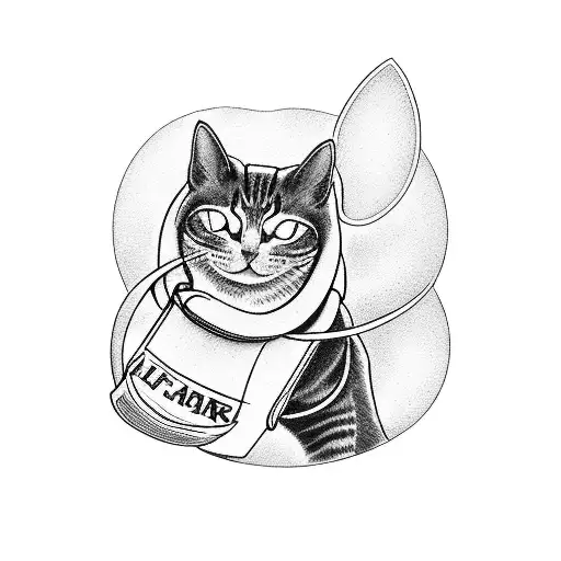 A Lifeguard Symbol Integrated With A Cat's Silhouette Against A Sea Sunset