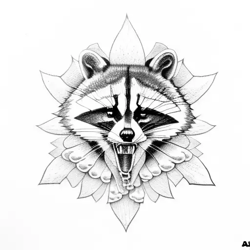Racoon With Skull Flower