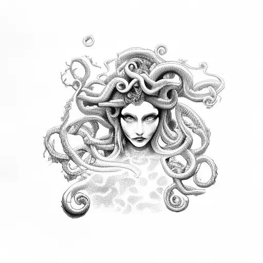 Gothic Medusa Emerging From A Swirling Abyss