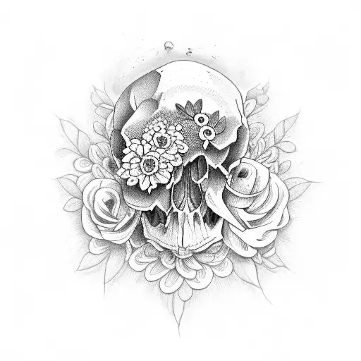 Flowers Human Skull Bird Skull Criw
