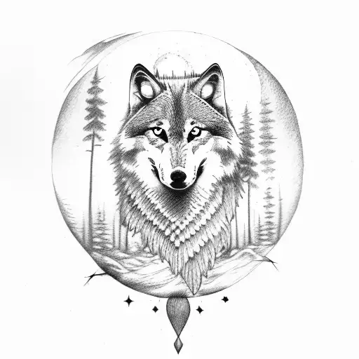 Wolf And Moon Sternum