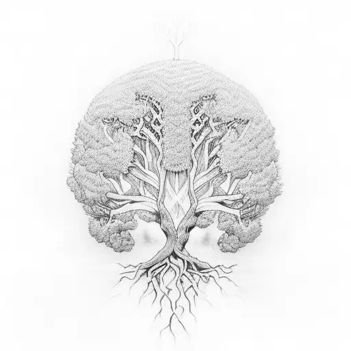 An Elegant Tree Of Life With Roots Symbolizing The Foundation Of God's Will