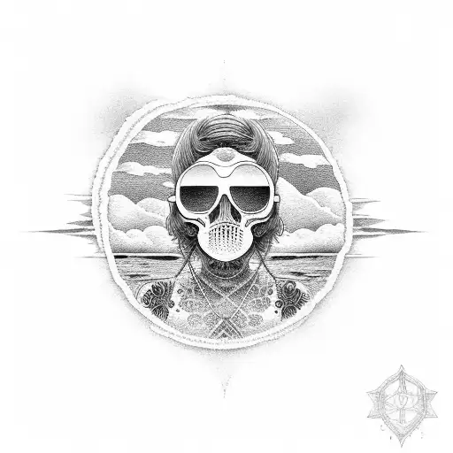 A Serene Beach Scene With A Motorcycle Parked On The Shore