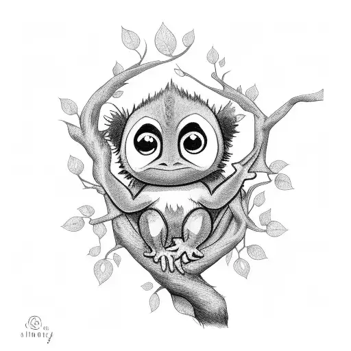 Grookey Sitting In A Tree Black And White
