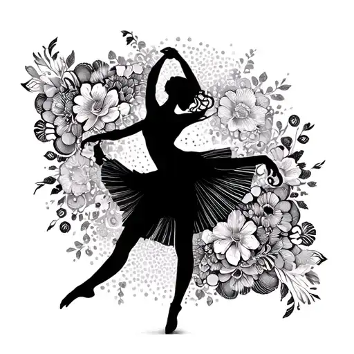 A Silhouette Of A Dancer With Intricate Floral Patterns Filling The Space Around Them