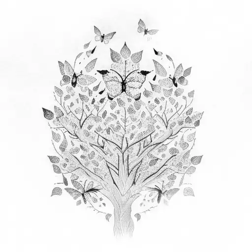 An Intricate Tree With Leaves Turning Into Colorful Butterflies