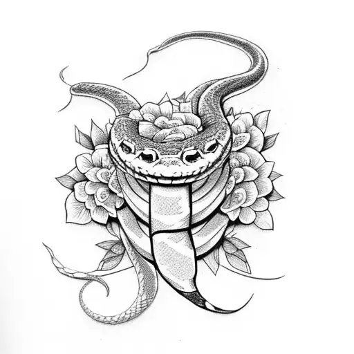 A Snake And Flower Design On The Thigh With Spanish Text At The Bottom