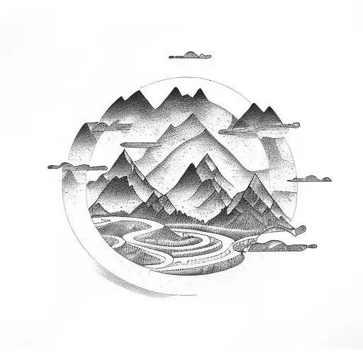 A Bicycle Wheel Transforming Into A Winding Mountain Road