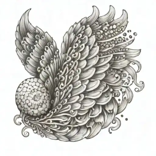 An Angel Wing Made Of Ocean Waves And Seashells