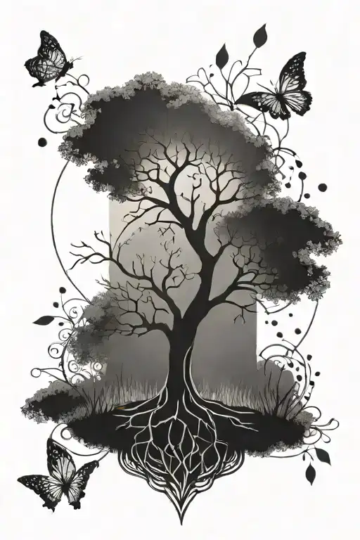 An Intricate Tree Of Life Tattoo Symbolizing Growth And Interconnectedness