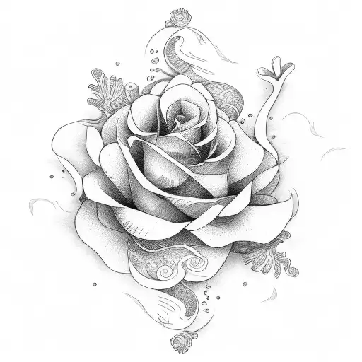 Floral Design With Wave Accents Forearm Sleeve