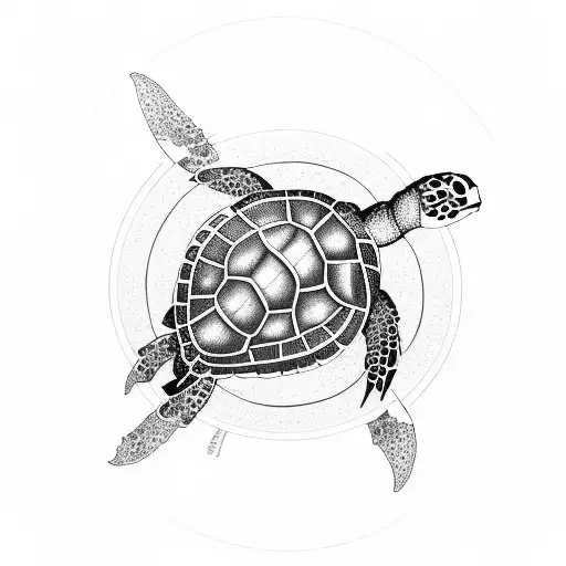 Looking Down At Turtle With Flowers Around It