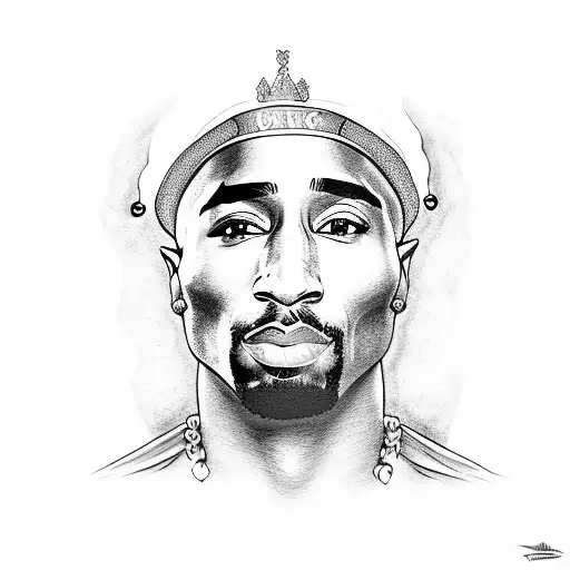 A Portrait Of Tupac With A Microphone As His Crown