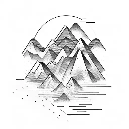 Tattoo Of A Mountain Range With Soundwaves Emanating From It