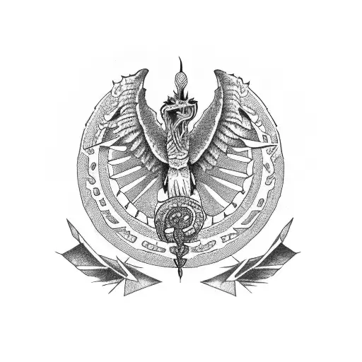 Quetzalcoatl With Mexican Flag