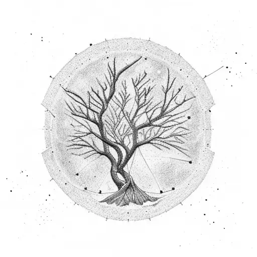 A Constellation Of Sagittarius Formed By Interconnected Branches Of A Tree Of Life