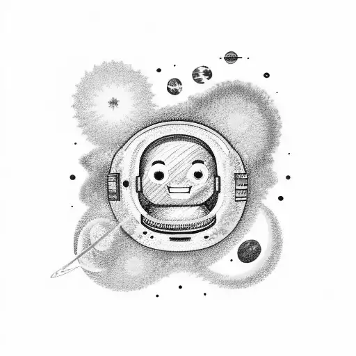 A Smiling Astronaut Surrounded By Colorful Planets And Stars