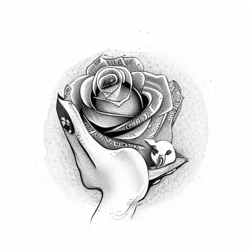 Swan Holding Red Rose