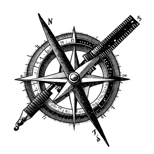 Military Engineer Symbol With A Compass And Ruler Intertwined