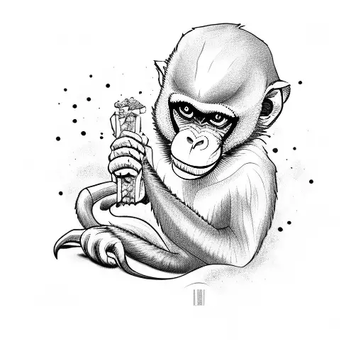 A Monkey Holding A Joint With A Crab Claw Instead Of An Arm