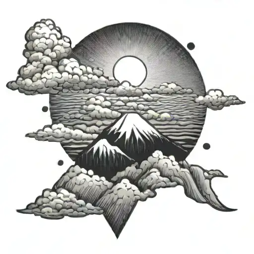 Mountain Sky Lake Sun Clouds Forming The Shape