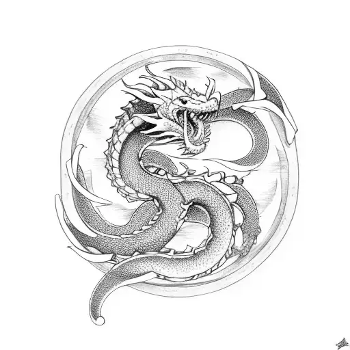 Minimalist Nordic Jormungandr Dragon Ouroboros